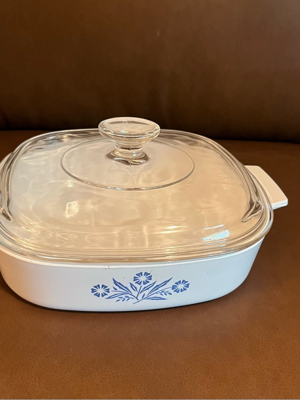 Vtg Blue Cornflower Patterned Corning Ware Casserole Dish w/ Glass Lid A-8-B